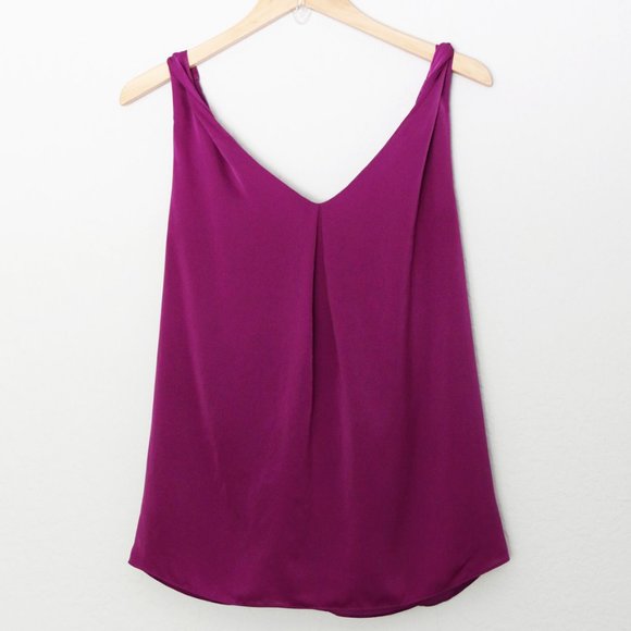 Diane Von Furstenberg DVF Pepe Twist Shoulder Pleated Layered Tank Top Violet 2 - Picture 11 of 12